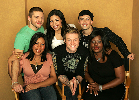 Still of Melinda Doolittle, Jordin Sparks, Phil Stacey, LaKisha Jones, Blake Lewis and Chris Richardson in American Idol: The Search for a Superstar (2002)