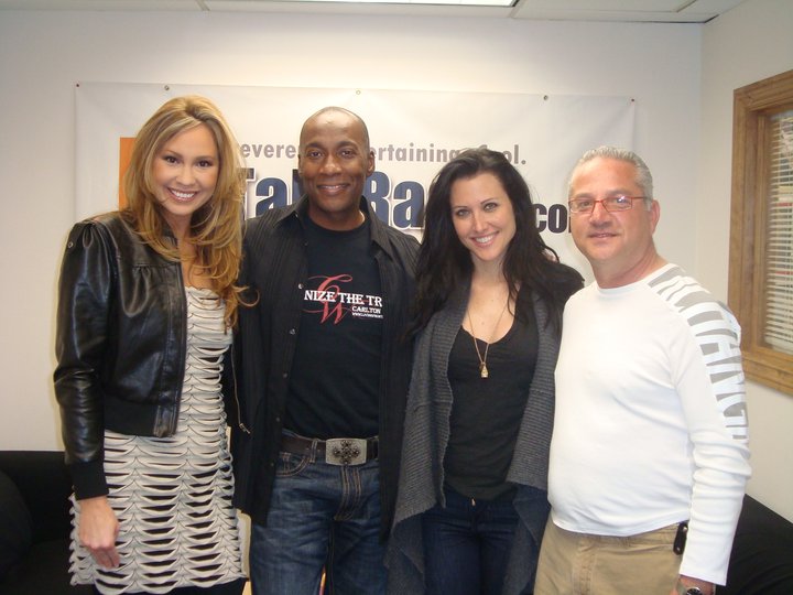 Carlton and his co-host Tara Gray after their No Limitz, radio show, with the owner of La Talk Radio, Sam Hasson.