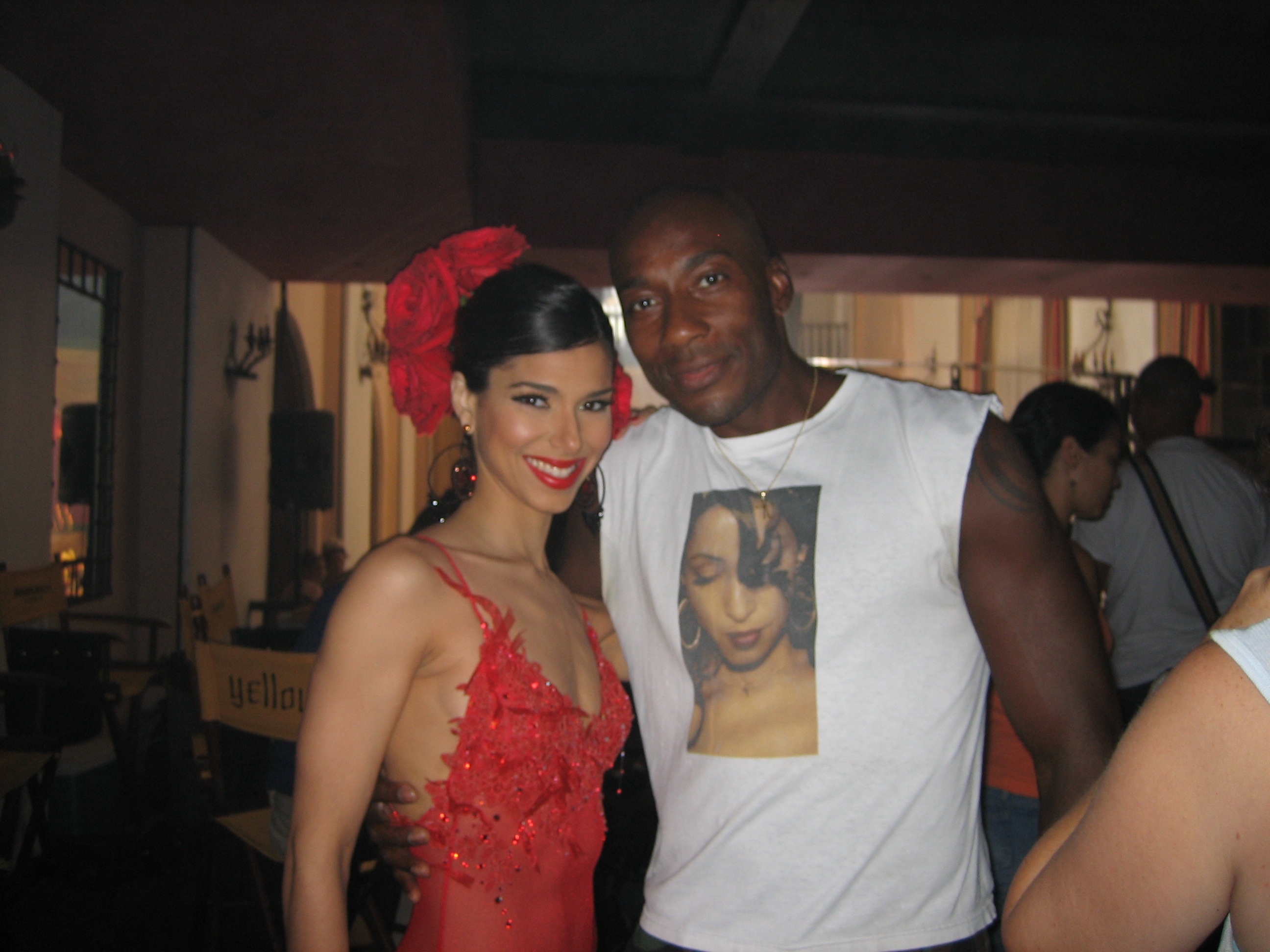 Carlton and Roselyn Sanchez on the set of YELLOW.Carlton choreographed the film and Roselyn starred in it.