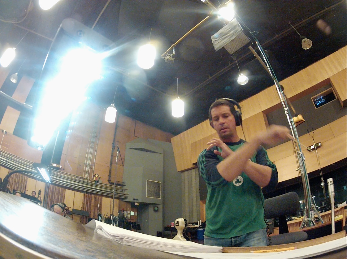 Conducting recording session at Newman Scoring Stage, Fox Studios