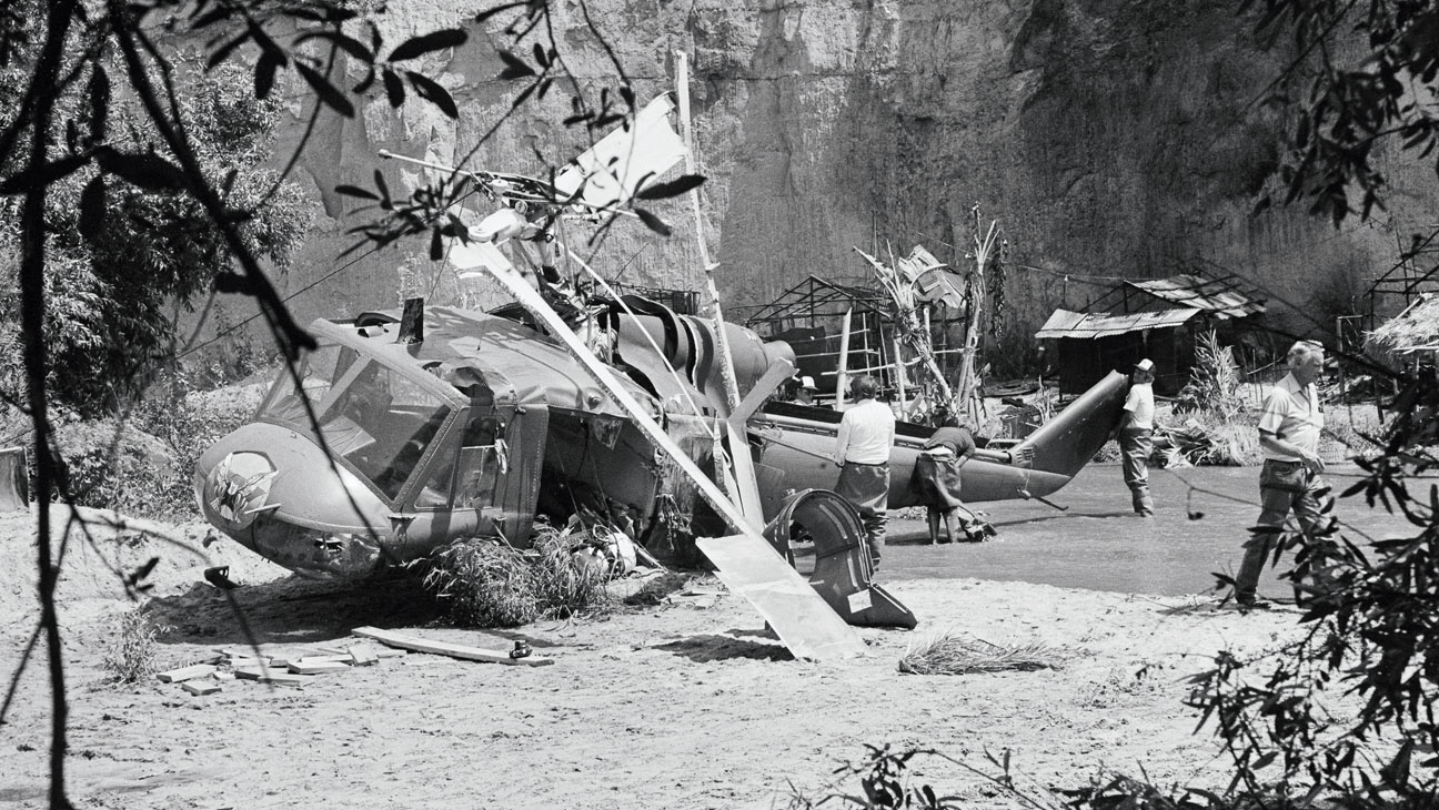 Helicopter crash in the Twilight Zone Tragedy. Indian Dunes, Santa Clarita, CA.