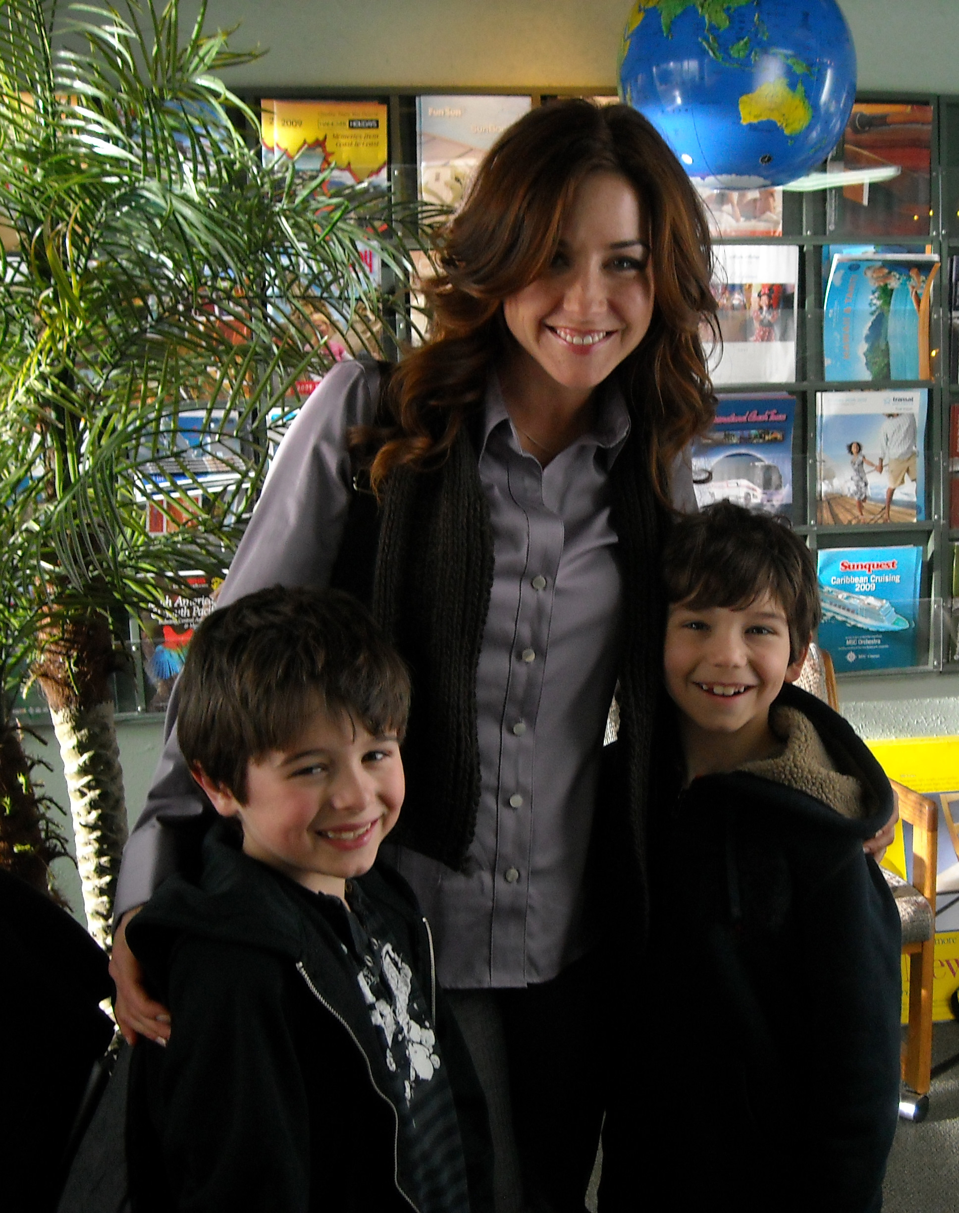 Michael (right) with Valin and actress Erin Karpluk on the set of 