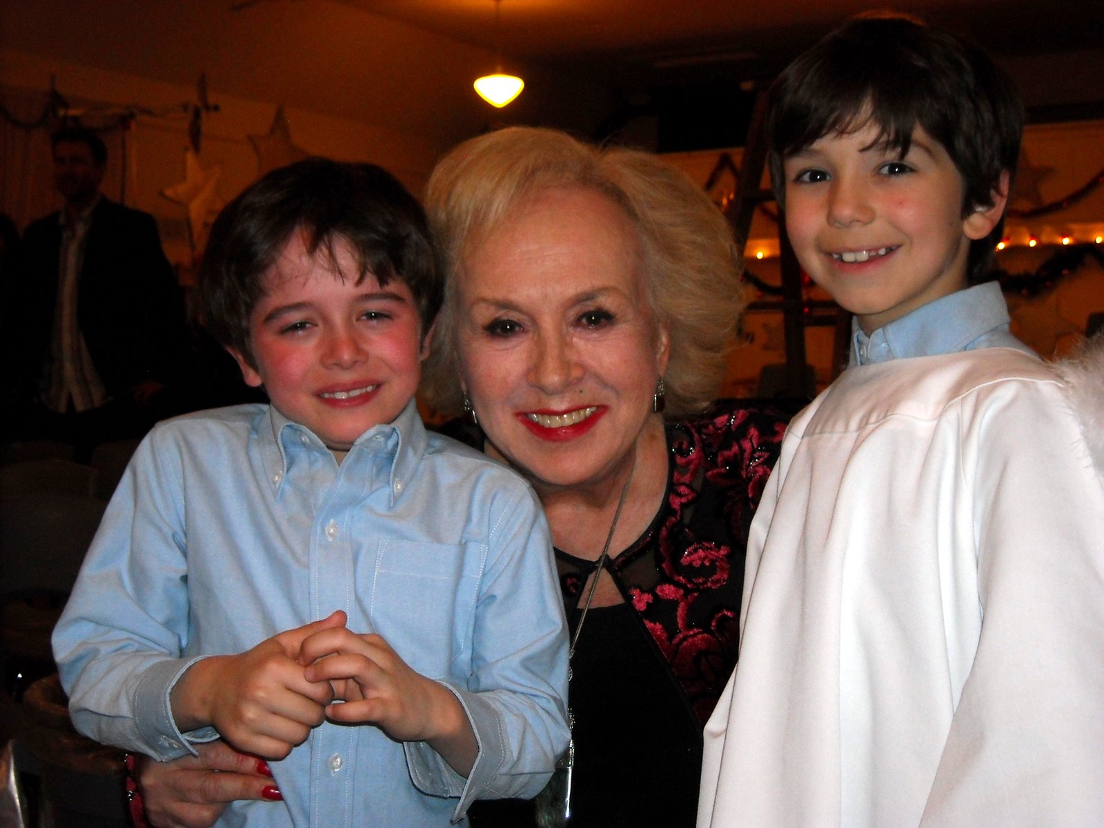 Michael (right) with actress Doris Roberts and Valin at the end of a very long day on the set of 