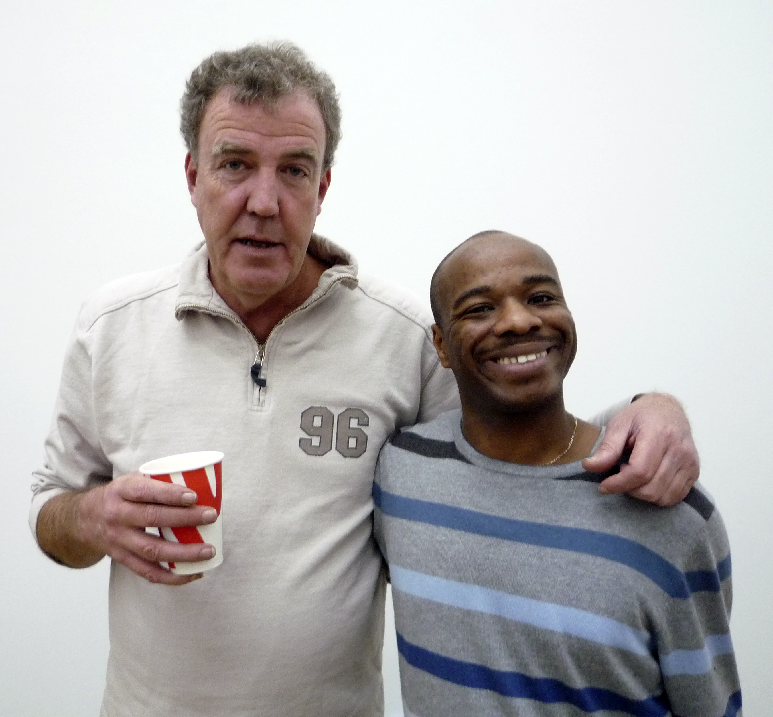 Stephen Wiltshire with Jeremy Clarkson while filming Top Gear