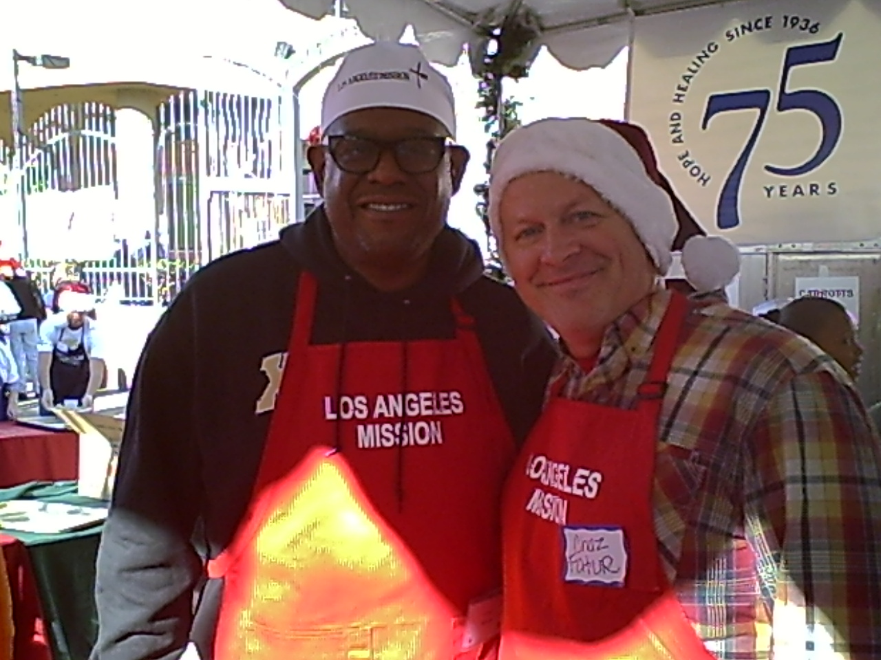Myself & Forest Whitaker at a L.A. Mission X-Mas event.
