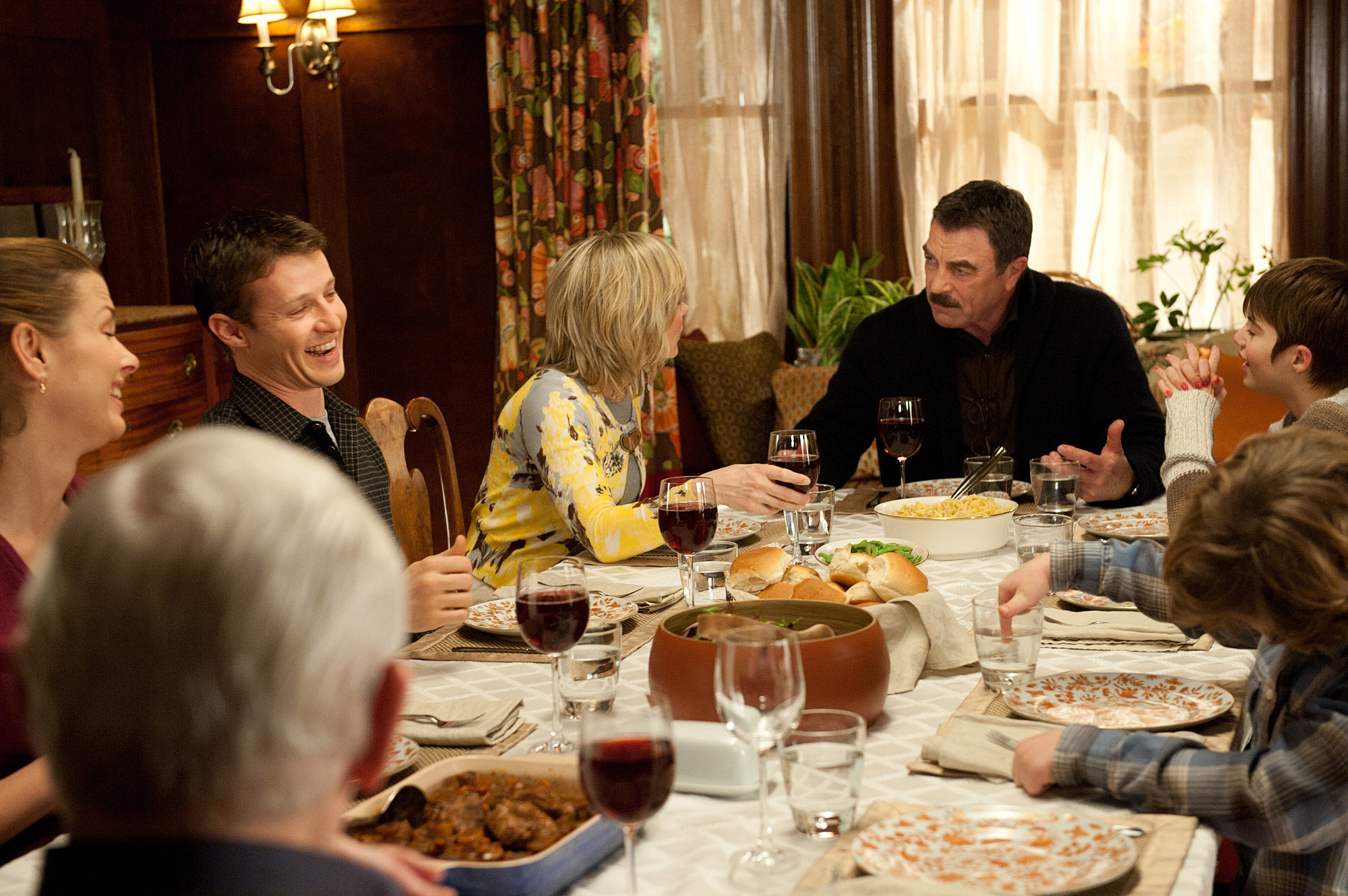 Still of Tom Selleck, Bridget Moynahan, Amy Carlson, Will Estes, Sami Gayle and Andrew Terraciano in Blue Bloods (2010)