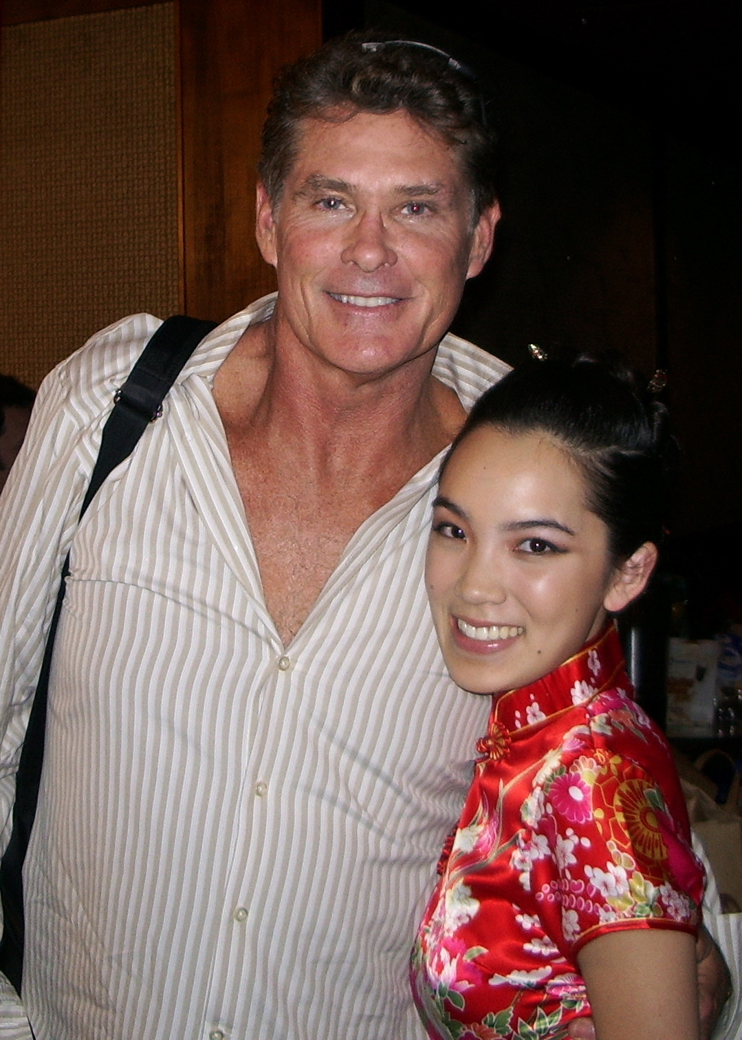 David Hasselhoff and Jessika Van on the set of To Live and Dine in LA