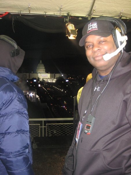 Stage Manager Joel Fulton at the Newseum for FNC's Fox & Friends morning show on the day of Barack Obama's inaugaration.