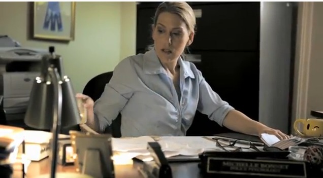 Rachel Whitman Groves as Police Psychologist Michelle Bonnet, In House of Mystery.