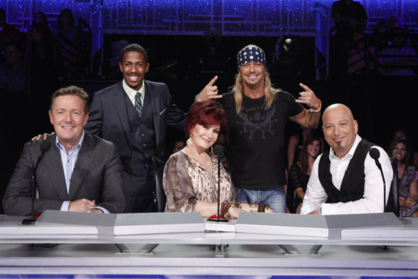 Still of Howie Mandel, Nick Cannon, Bret Michaels, Piers Morgan and Sharon Osbourne in America's Got Talent (2006)