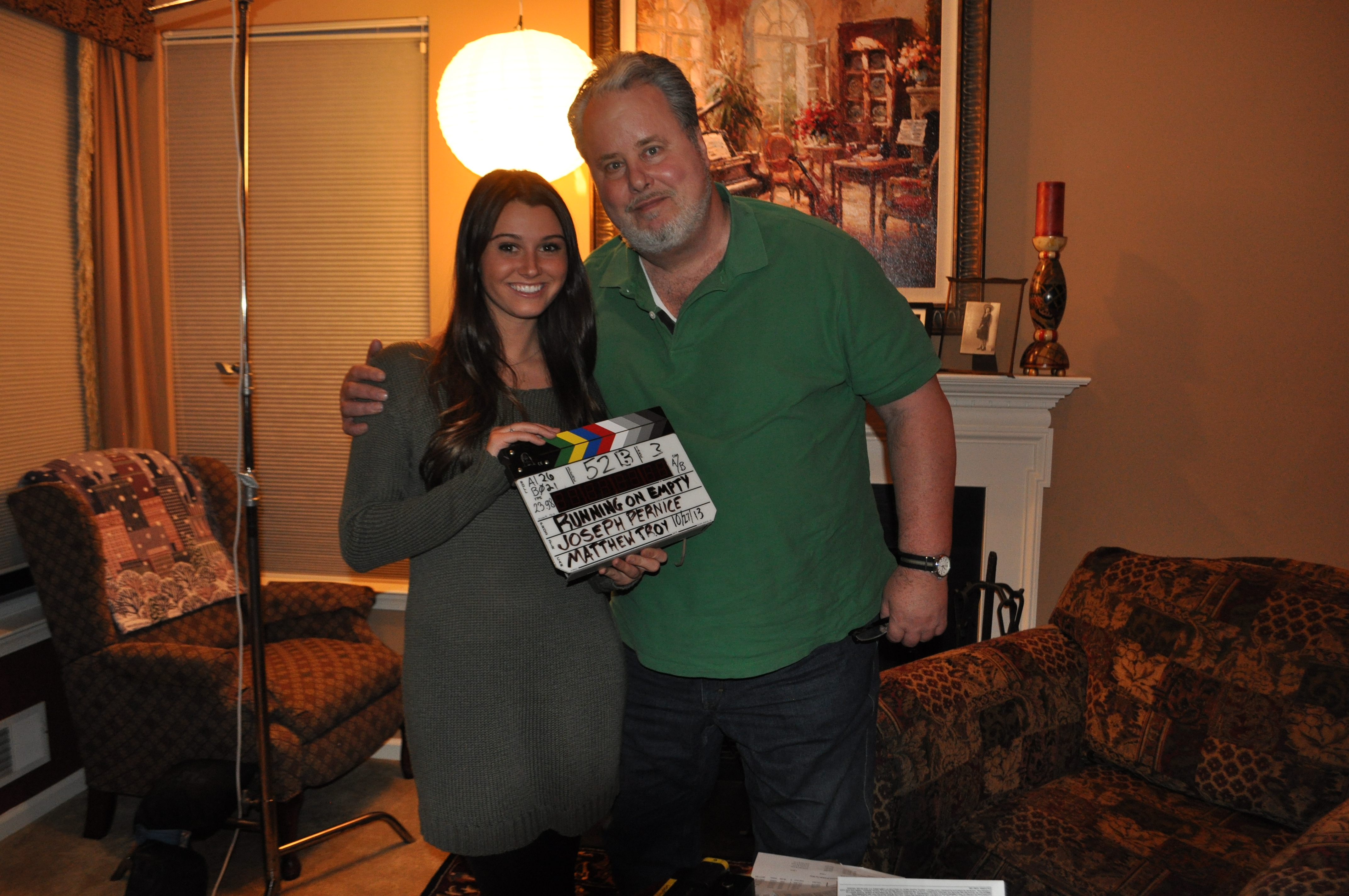 Courtney Baxter and Adam LeFevre on the set of 