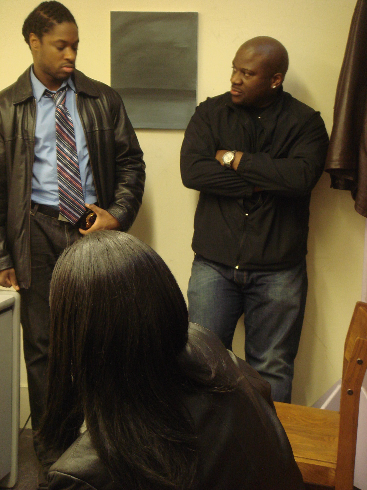 Tony Clomax directs actors Jarrett Alexander and Angela Watson in an emotional scene from MBK: My Brother's Keeper.