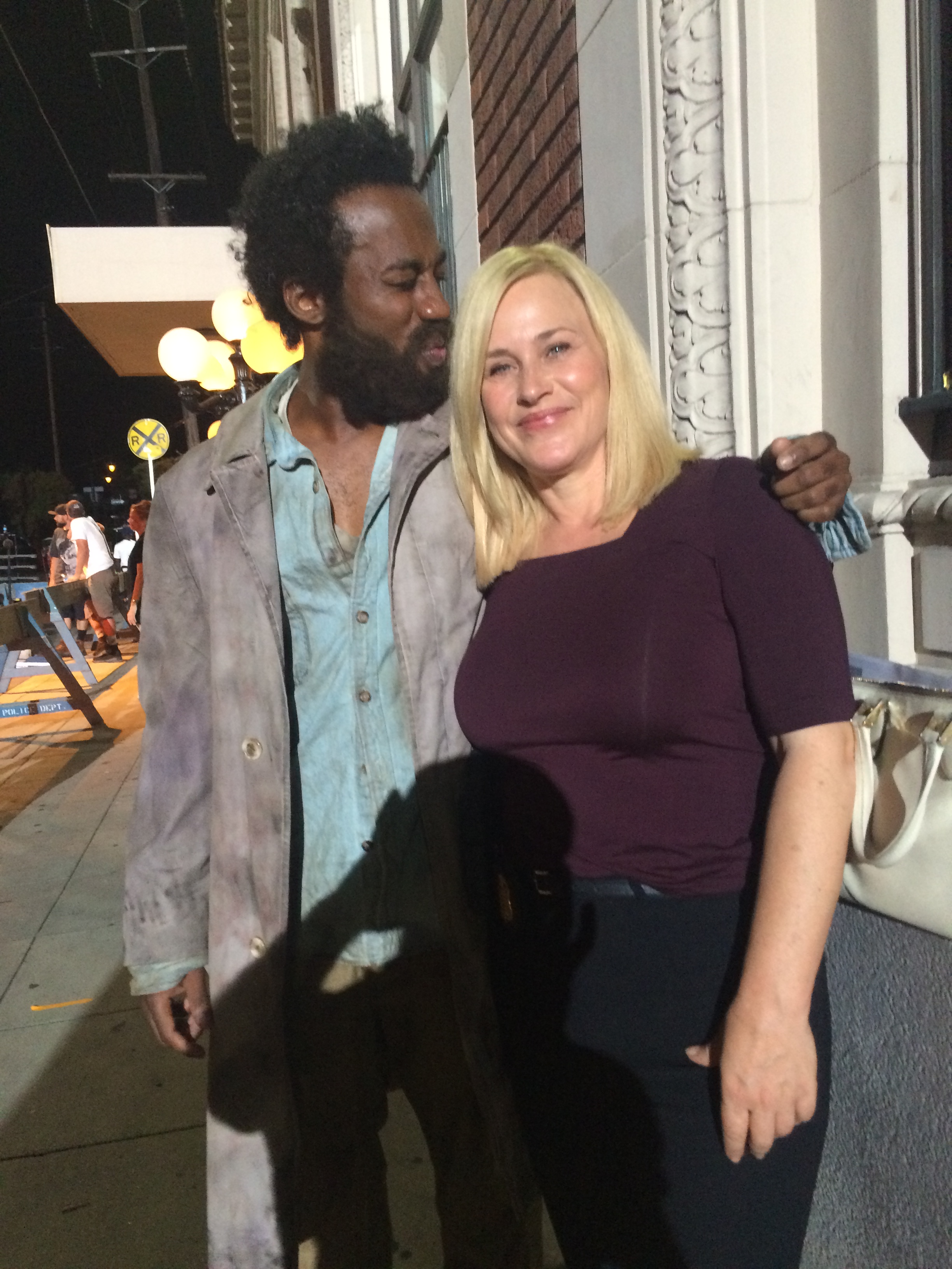 Larry Bam Hall and Patricia Arquette on set of CSI: Cyber
