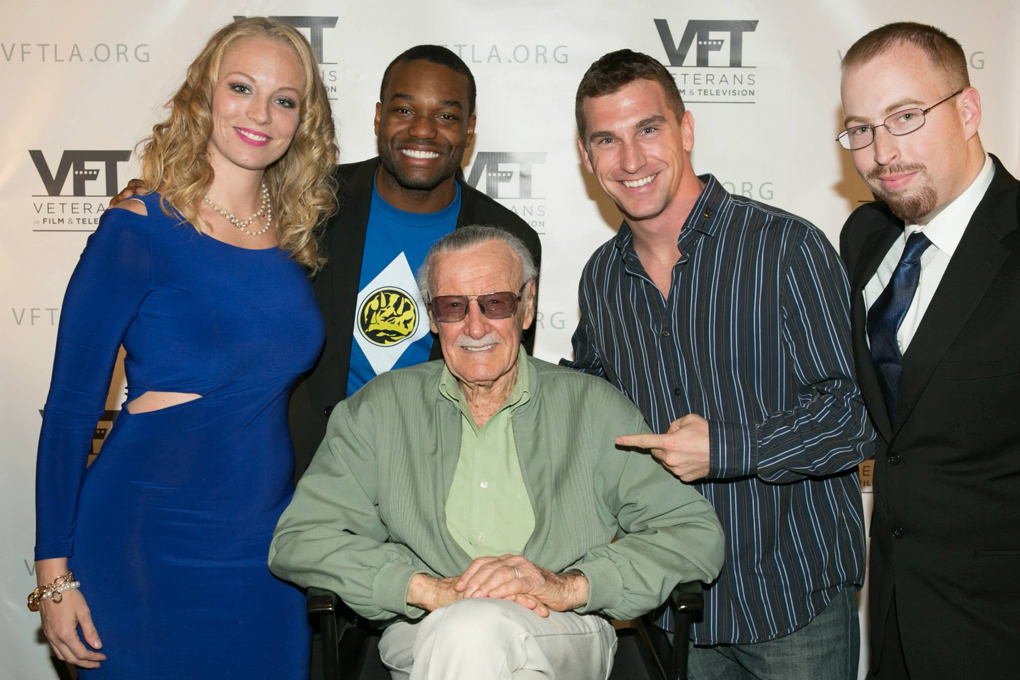 Jennifer Hope, Blu Lindsey, Stan Lee, Ricky Ryba, and Josh Lindquist at an event for Veterans in Film and Television.