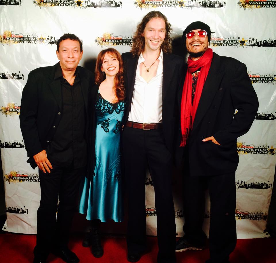 Musiciens Sans Frontiéres on the red carpet at the Other Venice Film Festival 2014 in Los Angeles. The band performed at the festival on Saturday, October 11th (let to right: Alex Alexander, Jillie Simon, Thomas Simon and Jeremiah Hosea)