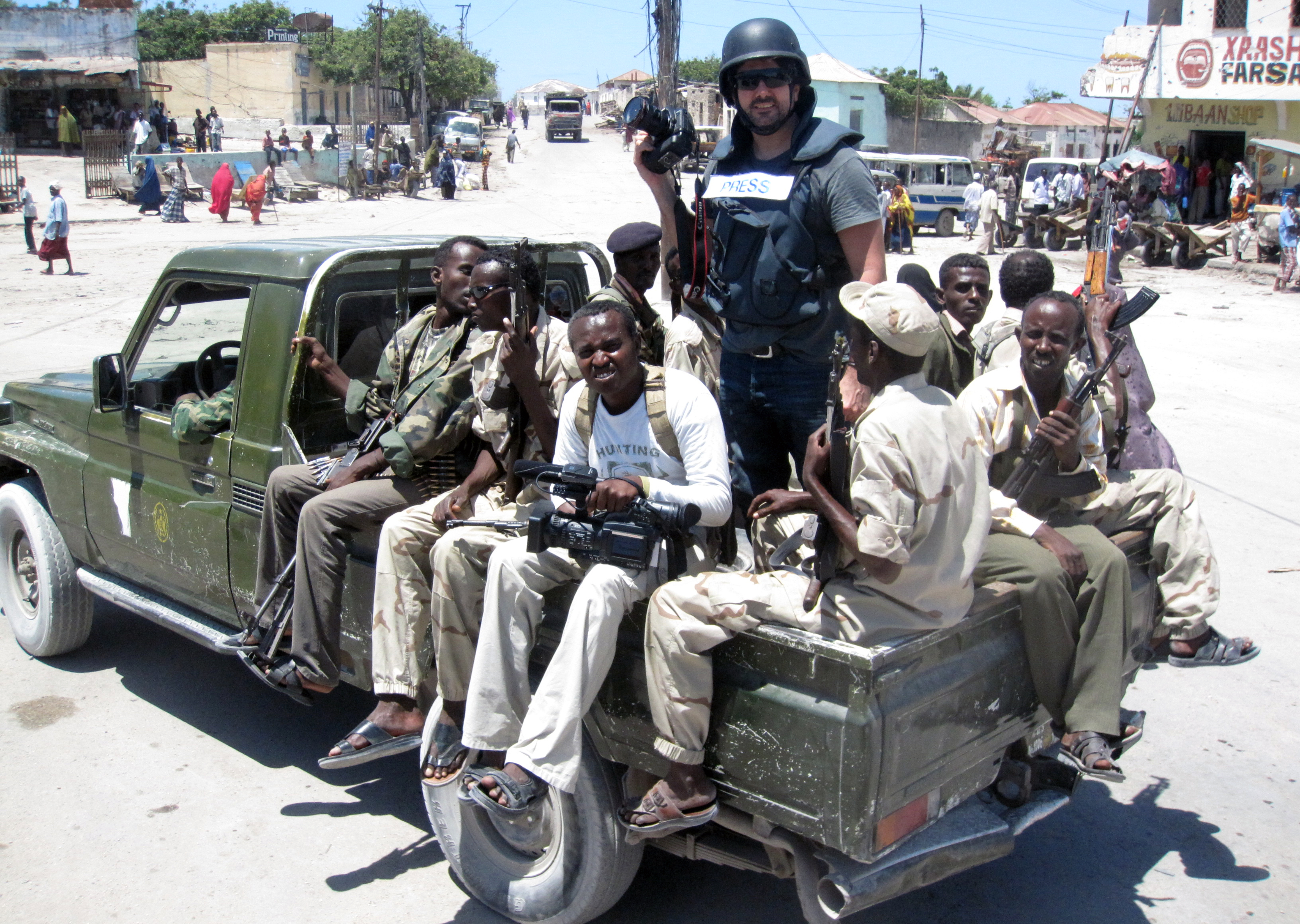 Mogadishu, Somalia, on the way to the frontline with Al Qaeda. A documentary about War Lords for Canal Plus. (2011)