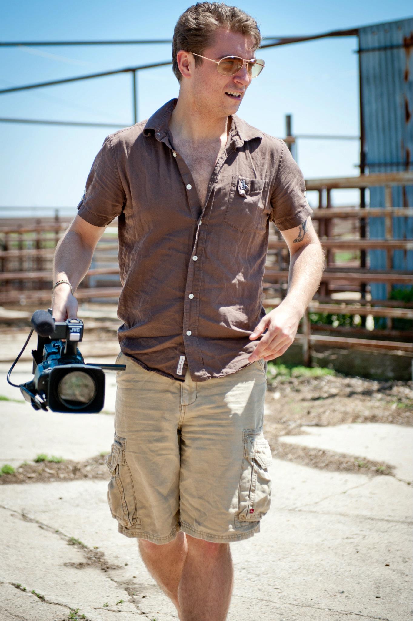 Kristian Day on set in Wall Lake, Iowa while filming Capone's Whiskey: The Story of Templeton Rye