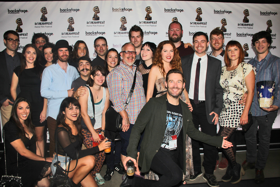 The Cast and Crew of Downstairs on the Black Carpet at ScreamFest 2014