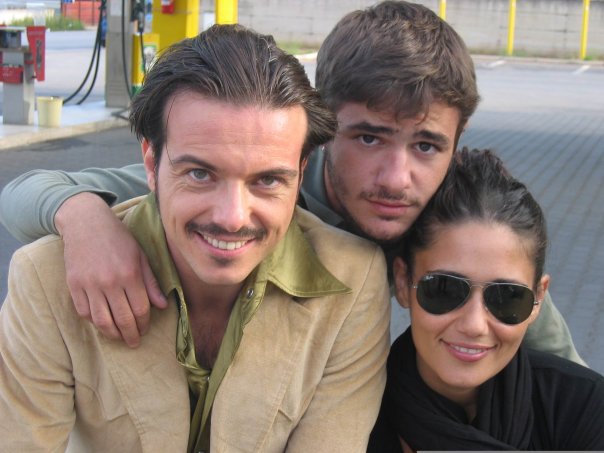 Daniele Favilli with co-stars Giuseppe Sulfaro and Barbara Tabita on the set of 