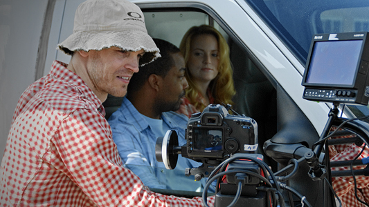 Still of Noelle Balfour, Quincy Harris and Michael Whitton in Exit Strategy (2012)