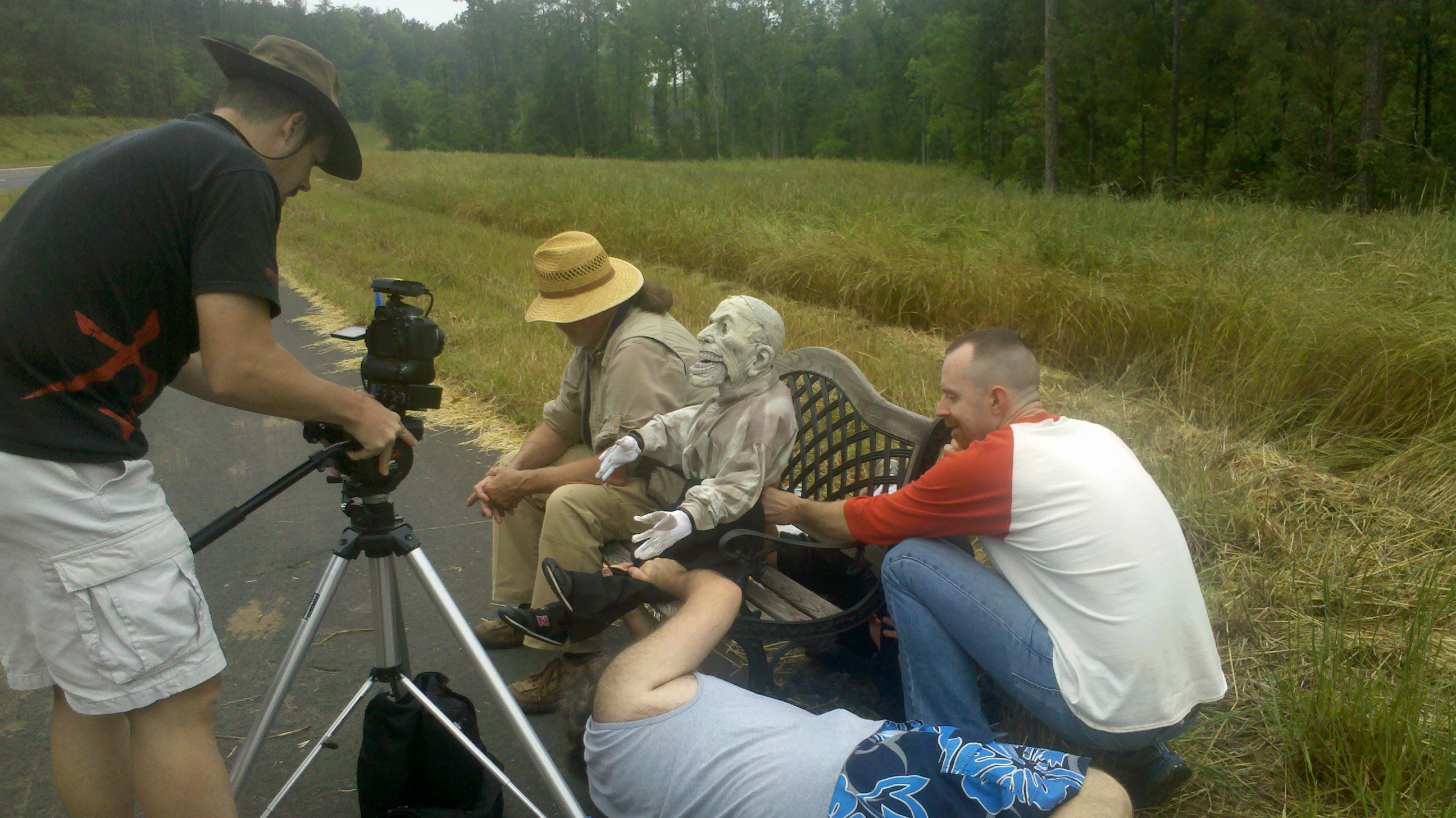 on the set of the short 