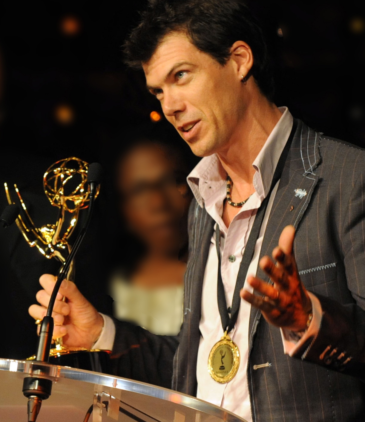 Marcus Gillezeau accepts the International Emmy for Outstanding Digital Program: Fiction, for the program 