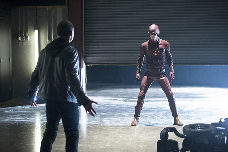 Still of Greg Finley and Grant Gustin in The Flash (2014)