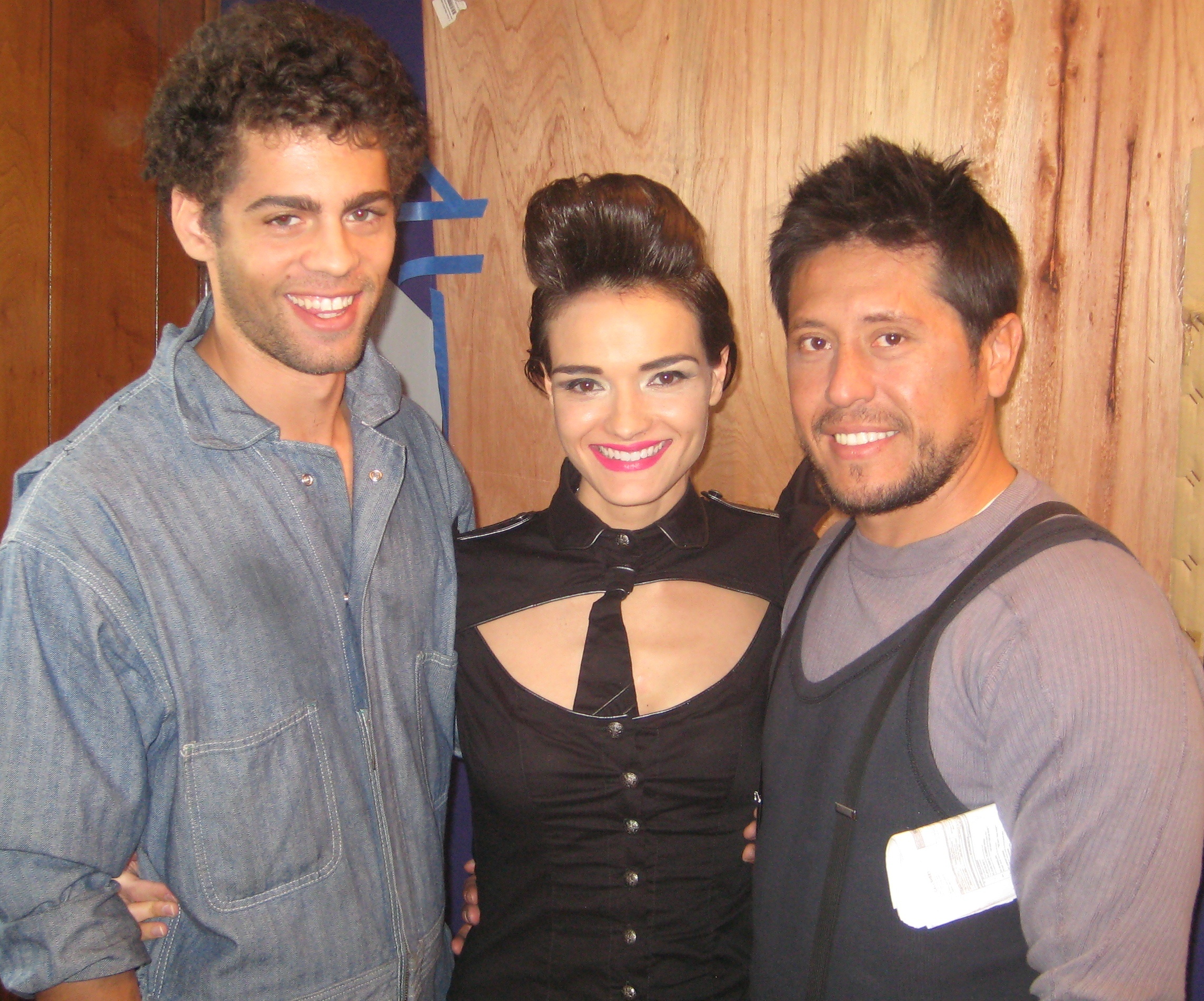 Jamie Bernadette with actors Eddie Martinez and Sam Gipson in 