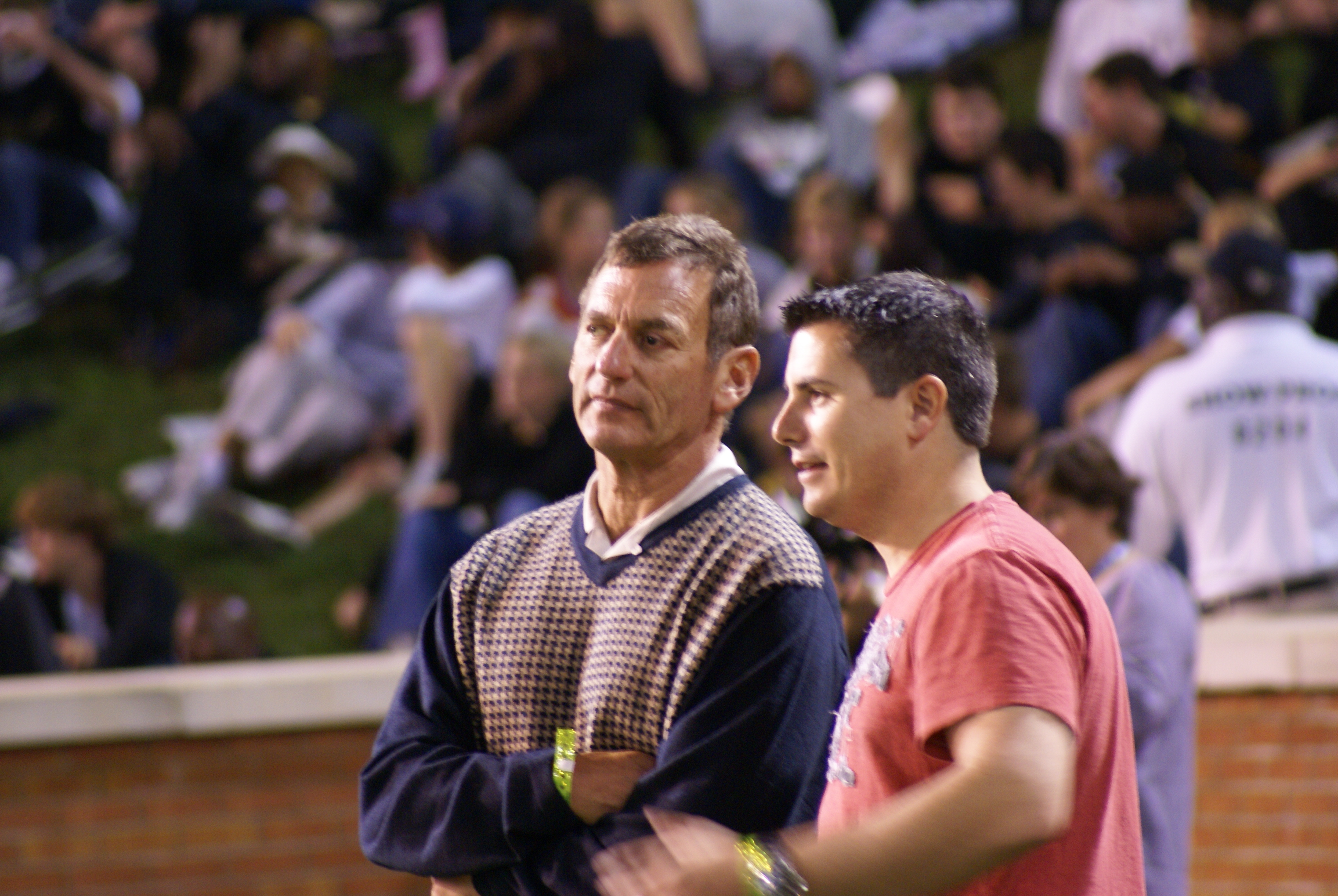 Ryan Johnston a producer on The 5th Quarter on the sidelines of a Wake Forest ACC game against Clemson with Director Rick Bieber during filming in late 2008.