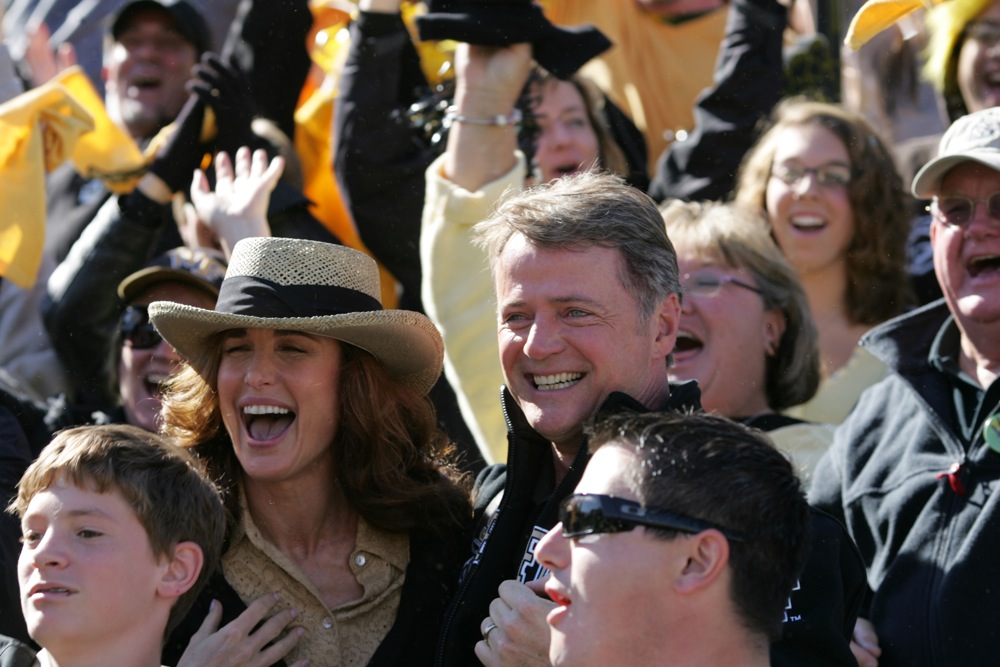Ryan Johnston was the Co-Producer on The 5th Quarter and is pictured here with Aidan Quinn and Andie MacDowell during the final playoff game scene in the film.