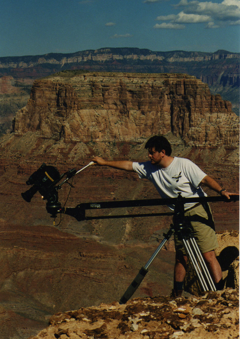 Filming on the north rim of the Grand Canyon for 'The Condor, The Coyote and The Canyon'.