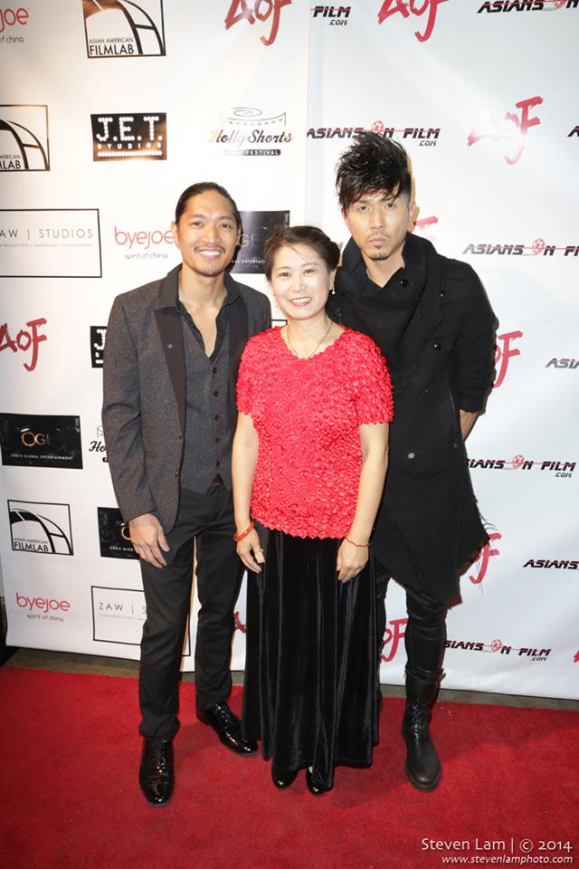 On the red carpet of opening night at Asians On Film Festival 2014 with Lee Chen, Allen Theosky Rowe, and Davis Noir.