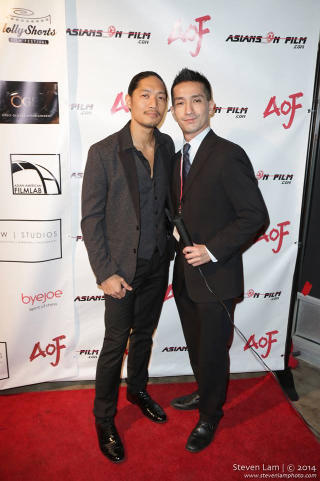 Davis Noir being interviewed by Thuc Win on the red carpet at Asians On Film Festival 2014.