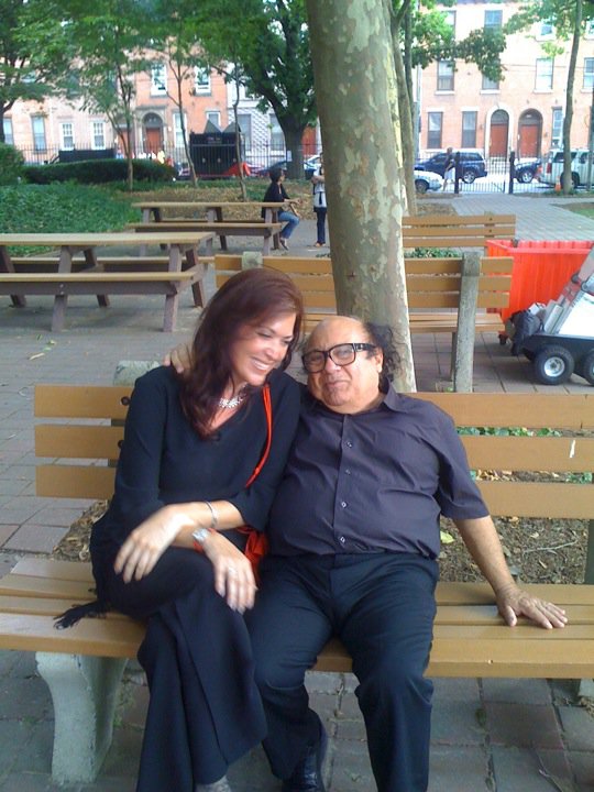 Jennifer Butler and Danny DeVito on set of It's Always Sunny in Philadelphia