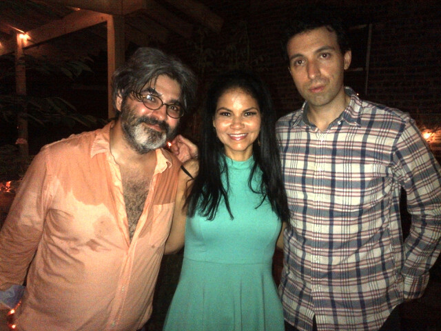 on set with Onur Tokul and Alex Karpovsky in Williamsburg, Brooklyn in Summer of Blood