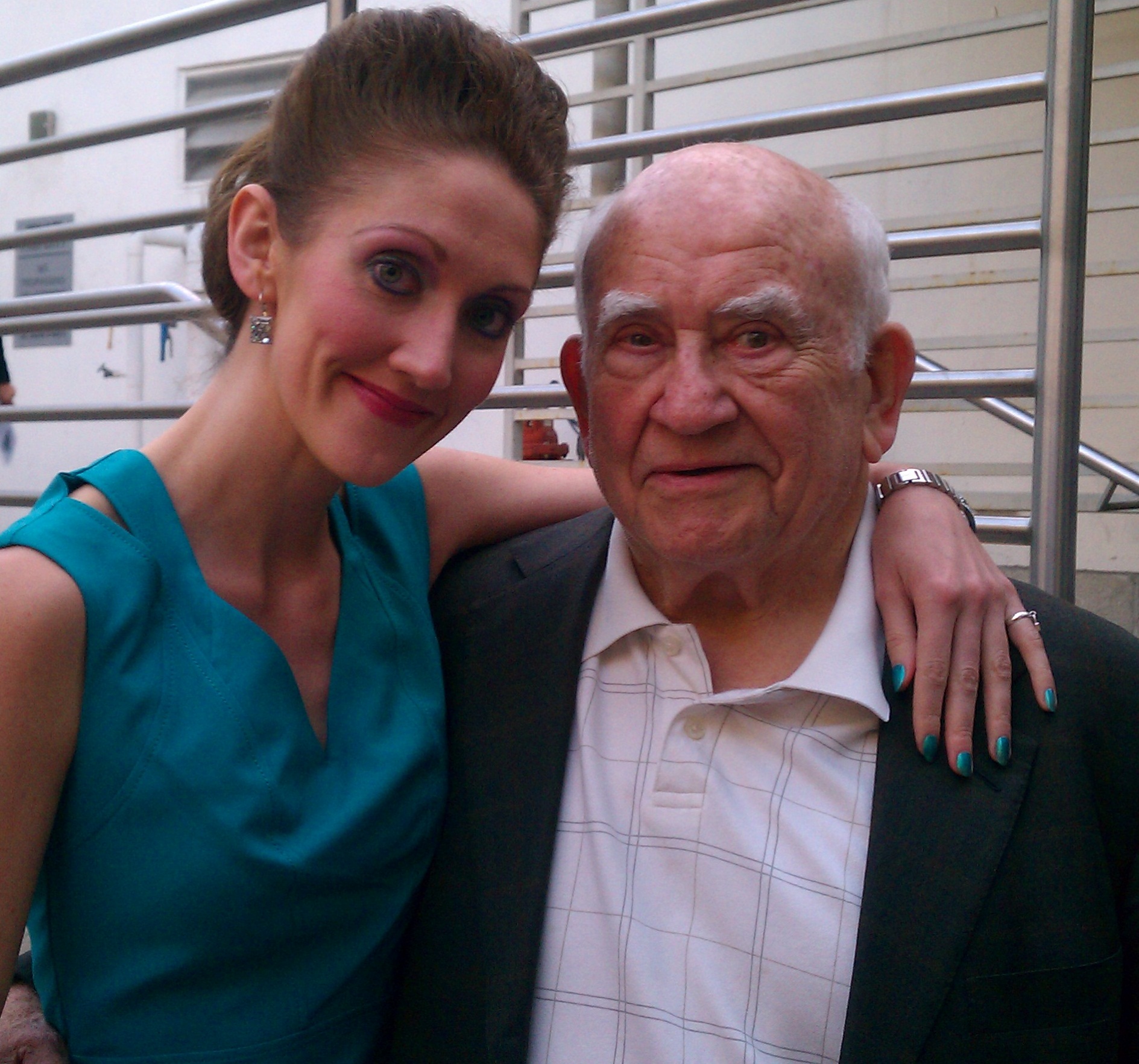Actors Charlotte Milchard and Ed Asner at the 'Margarine Wars' Premiere reception in Hollywood.