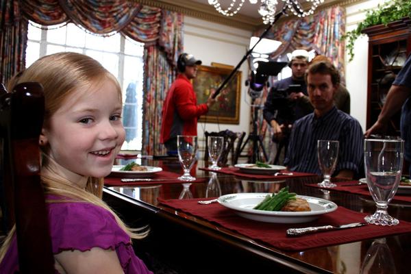 Sydney while filming Karma Police at a dinner scene.