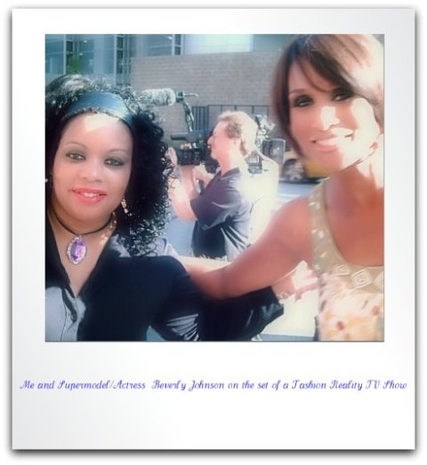 Latrice Butts with Supermodel/Actress Beverly Johnson on the set of a Film Location.