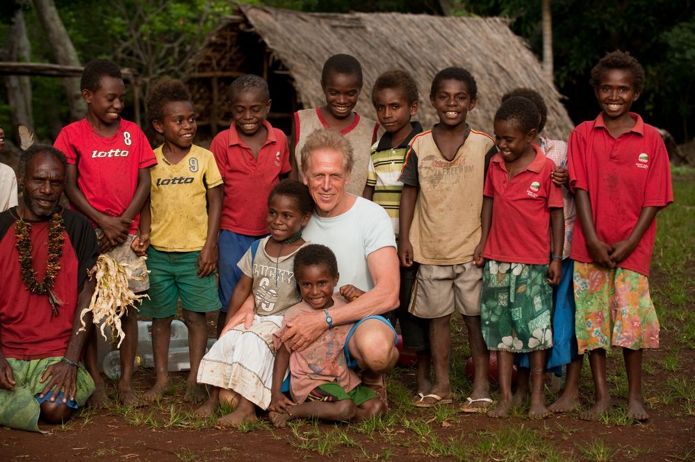 With village children on remote Tanna island
