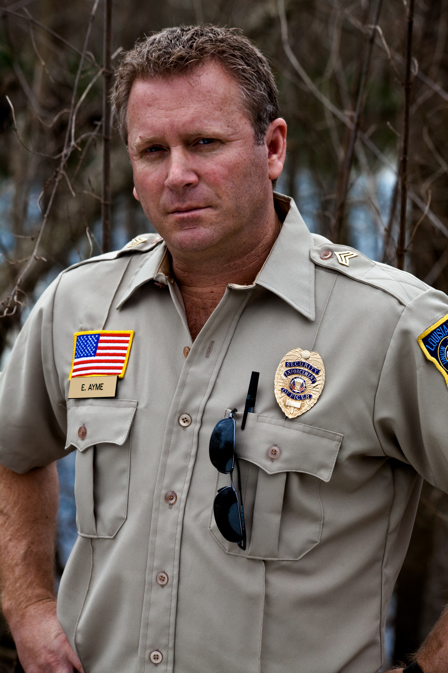 Tony Senzamici as State Trooper Ayme on the set of Xtinction.