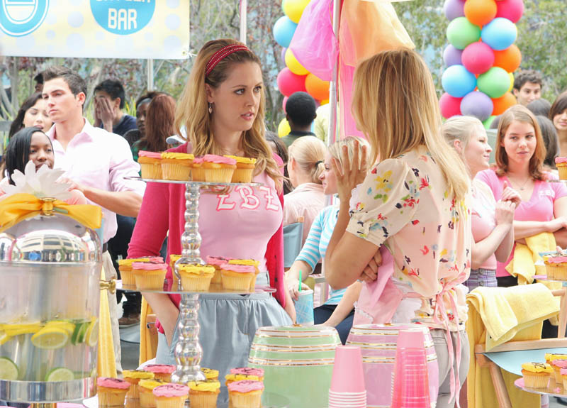 Still of Aynsley Bubbico and Spencer Grammer in ABC Family's Greek