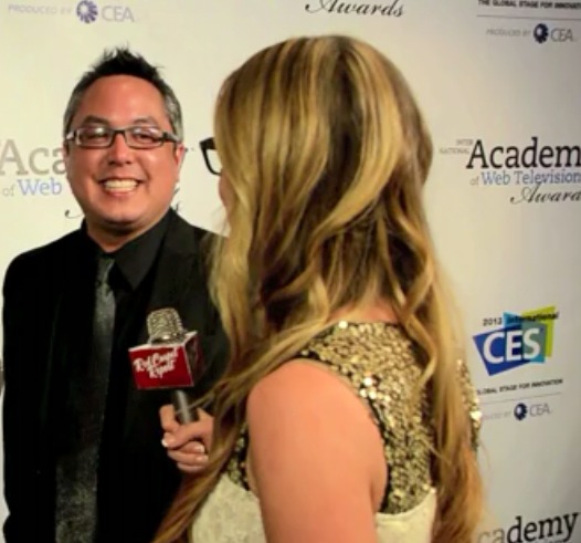 David Schatanoff, Jr., Misty Kingma on the red carpet at the 2013 International Academy of Web Television Awards.