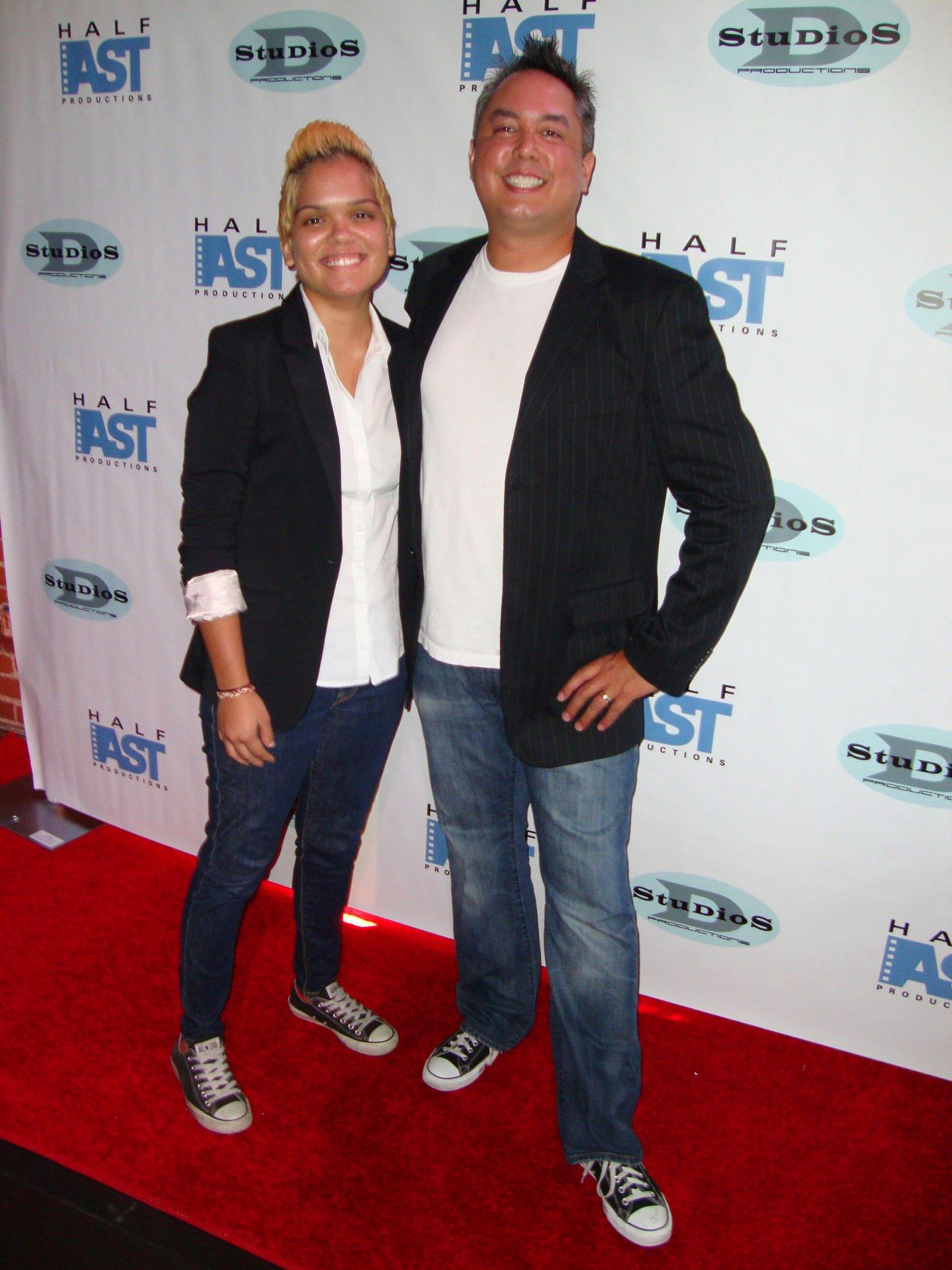 Katherine Ramos and David Schatanoff, Jr. on the red carpet for the Claire cast and crew screening