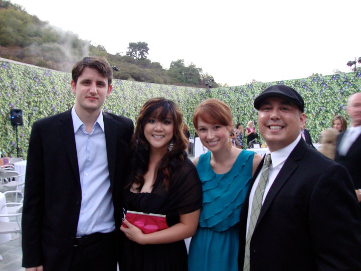 Actor Zach Woods, Location Manager Viviane Be, Actress Ellie Kemper, and Producer David Schatanoff, Jr. at the Fur Ball Gala Fundraiser event 2010.