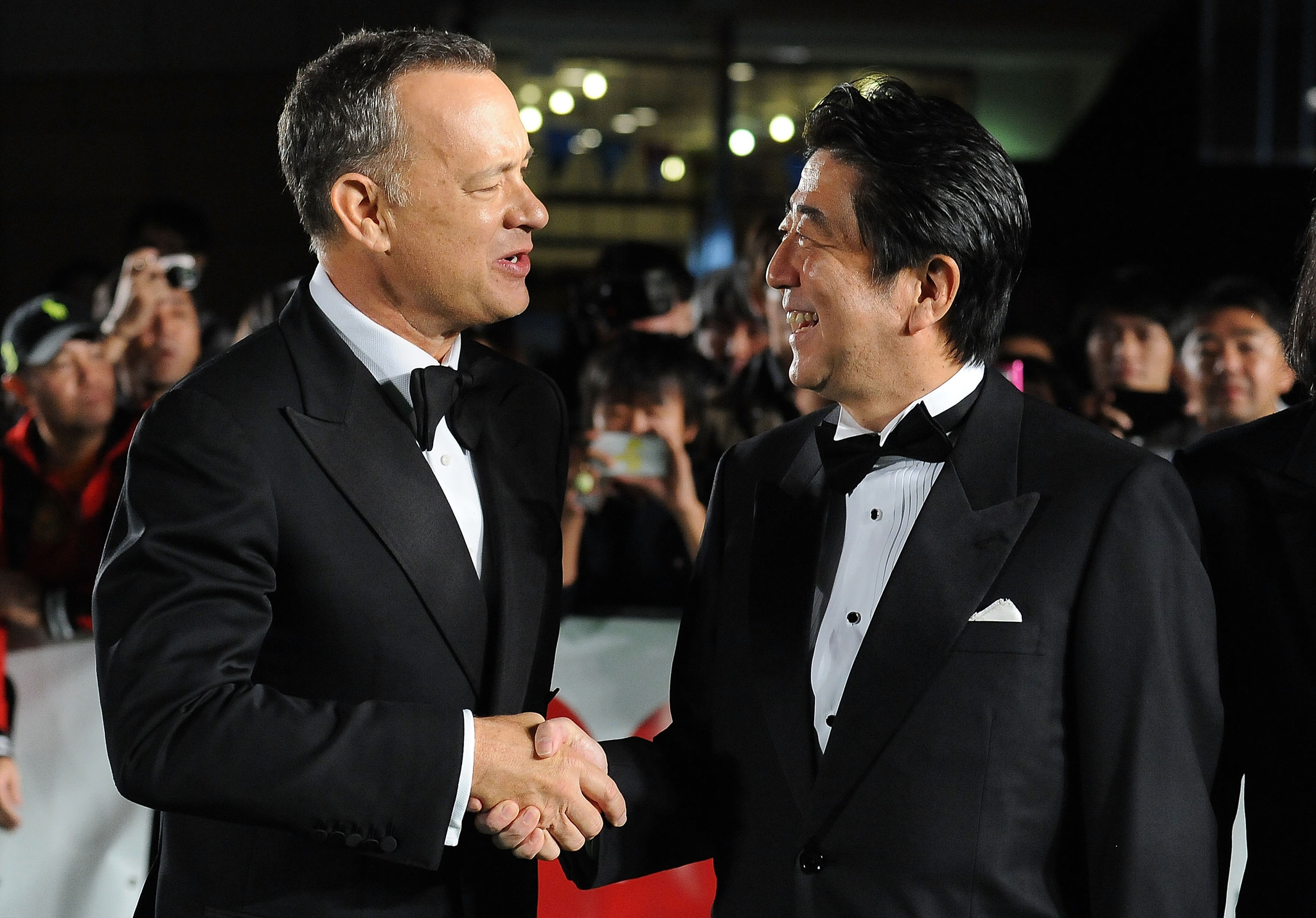 Tom Hanks and Shinzo Abe