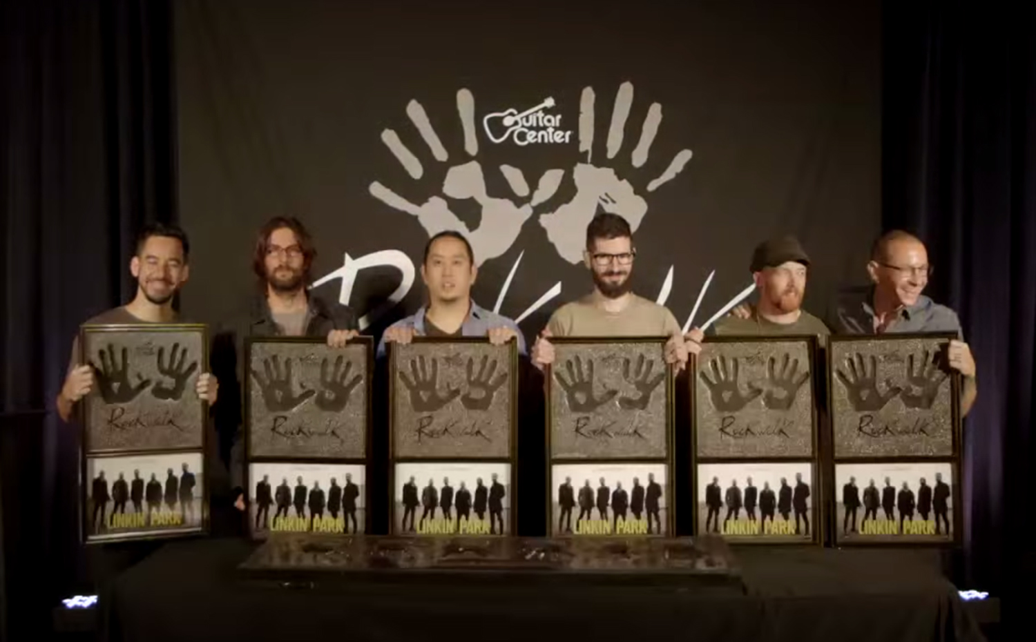 Linkin Park RockWalk Induction June 18, 2014 Hollywood California. Commemorative Plaques designed and produced by Meredith Day