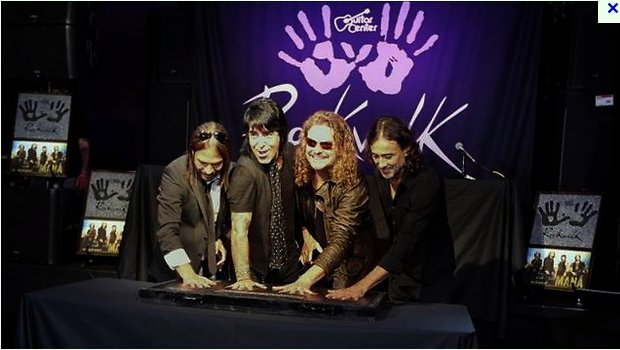 October 17th, Latin Rock Mega Band Mana´is inducted into Guitar Center's Hollywood RockWalk Hall of Fame. Pictured behind band are Dreamland-3D 3D Modeled Plaques designed by Meredith Day