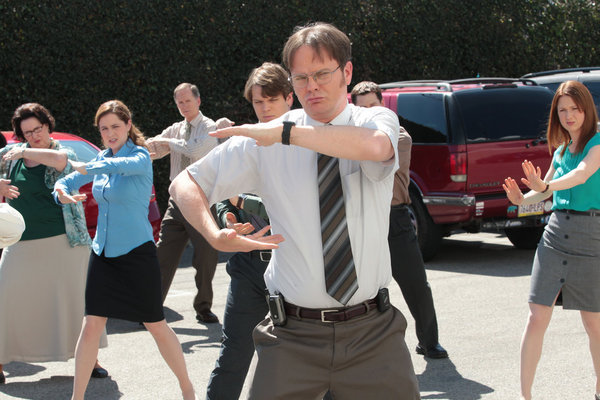 Still of Phyllis Smith, Rainn Wilson, Ellie Kemper and Jake Lacy in The Office (2005)