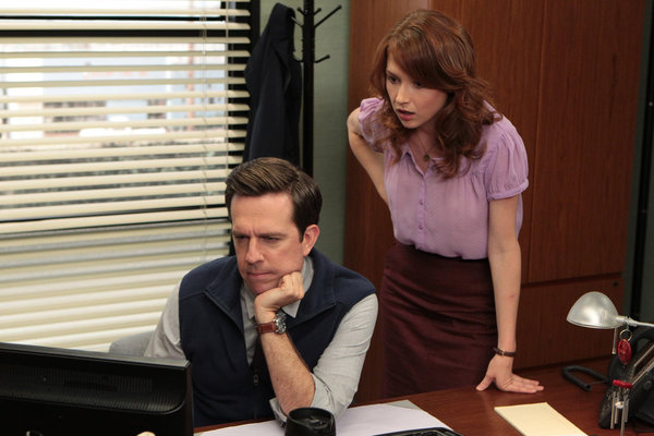 Still of Ellie Kemper and Erin Hannon in The Office (2005)