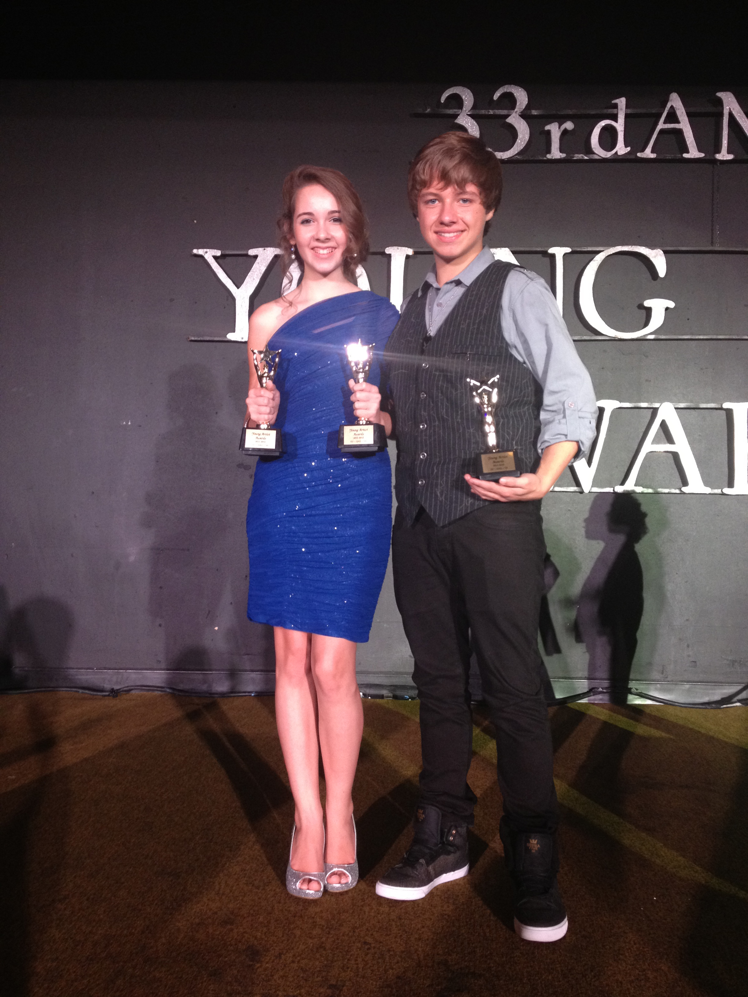 Haley Pullos and Austin Coleman with their Young Artist Awards for their roles on House MD